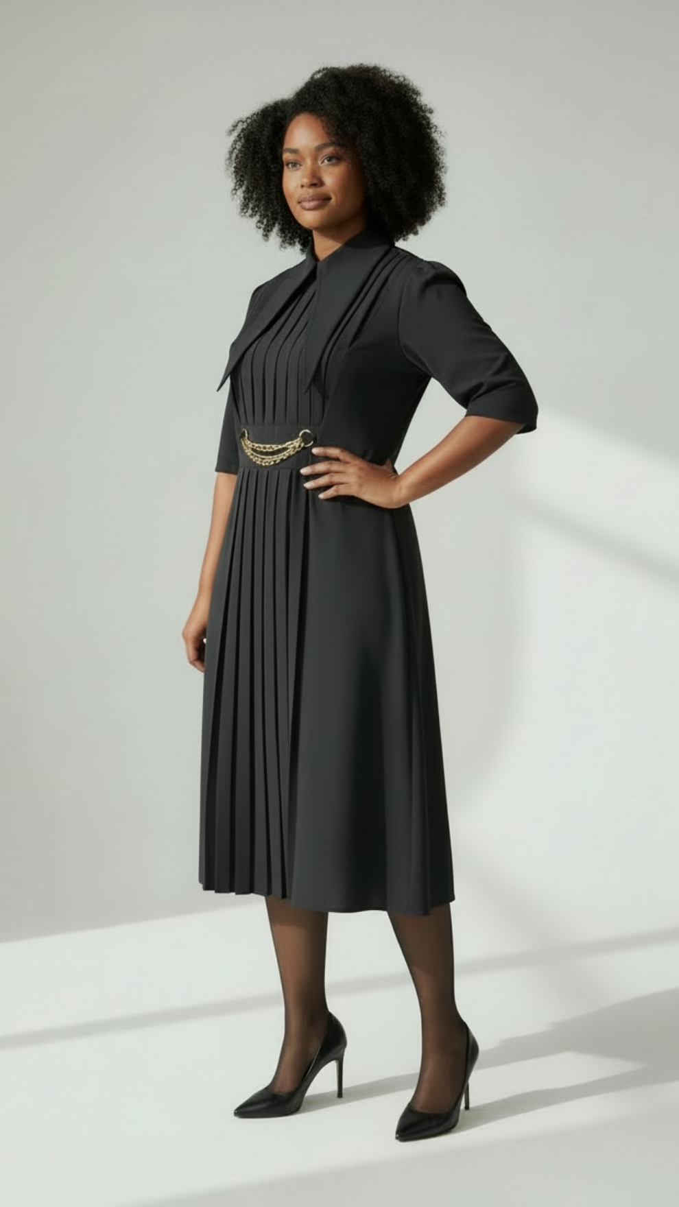 Dua Pleat Dress (Black)