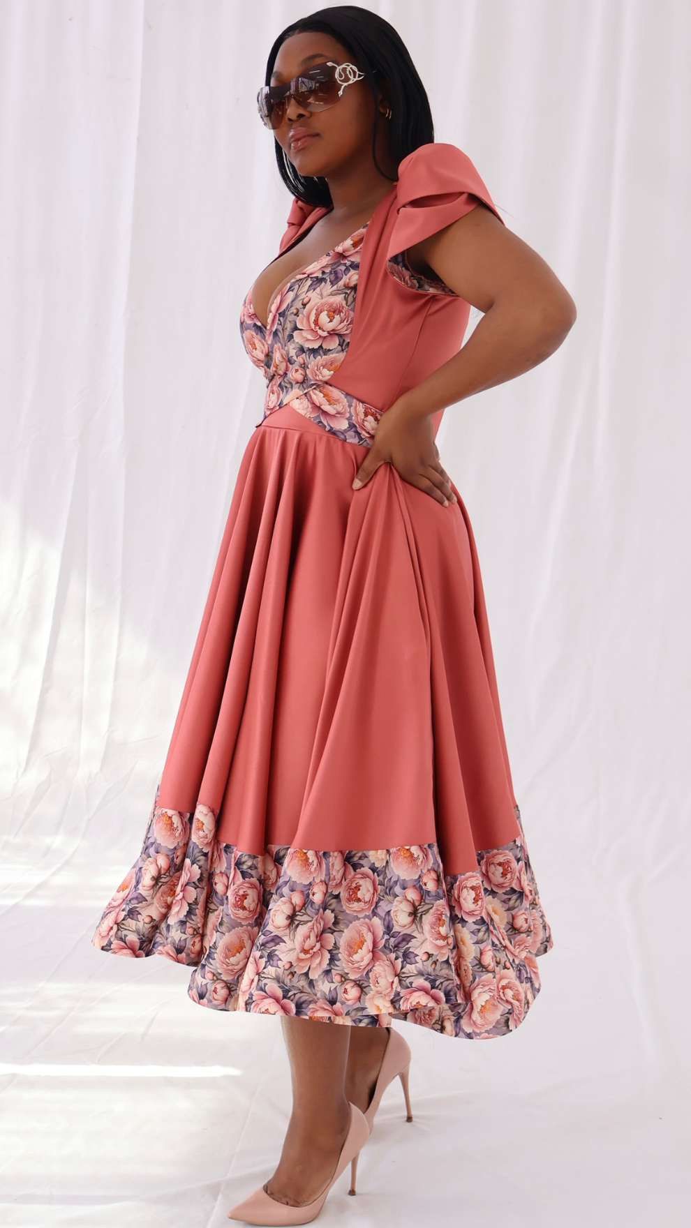 Sigma Floral Contrast Midi Dress