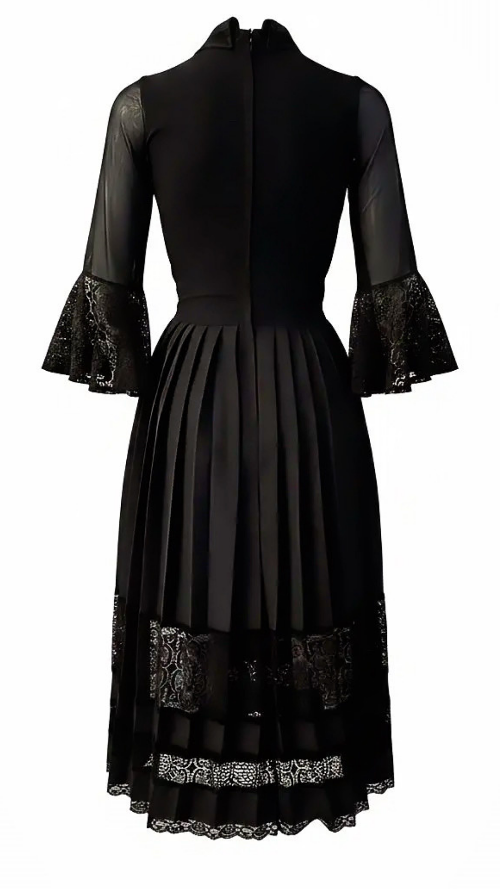 Marbeh Lace Border Pleat Dress