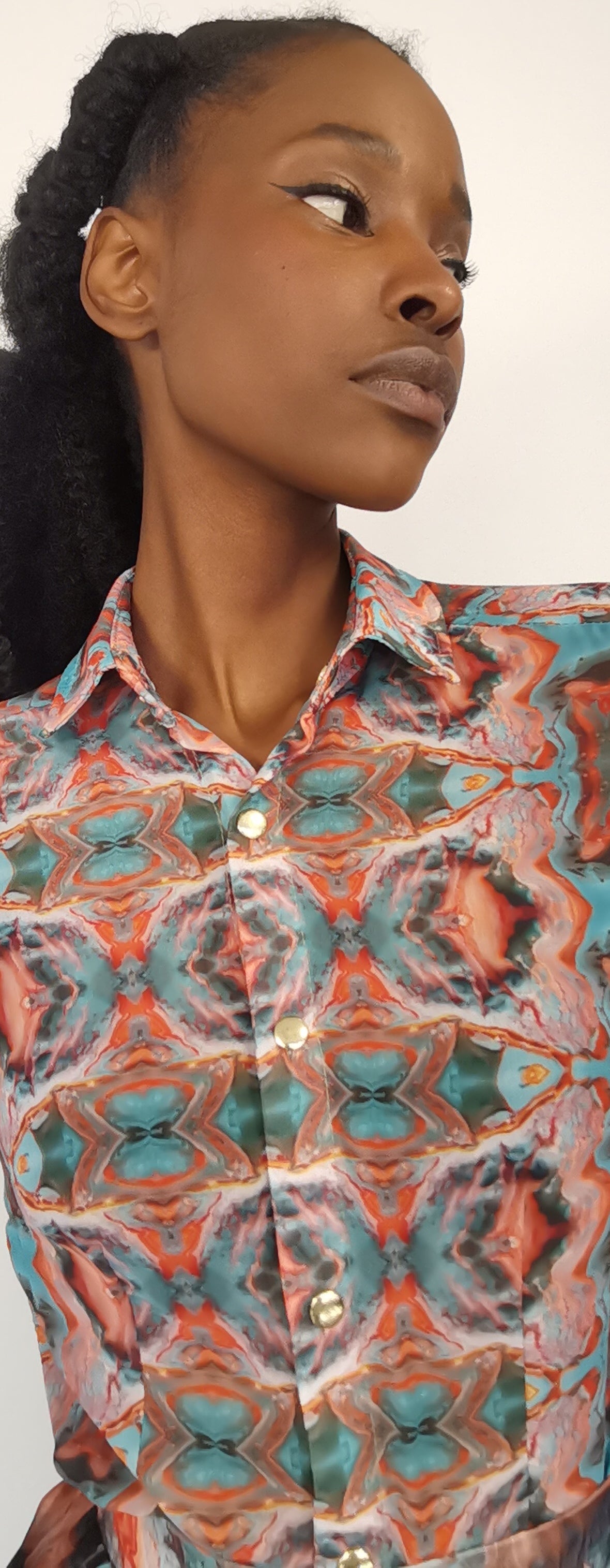 “Omi” print chiffon shirt