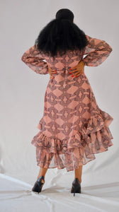 Farawa high-low print chiffon dress