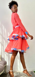 “Suri” hoop tier dress (coral)