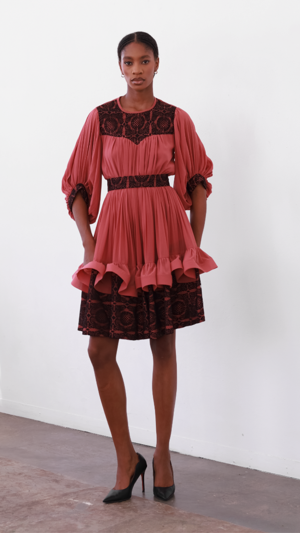 Madi Lace Panel Dress (Belt included)