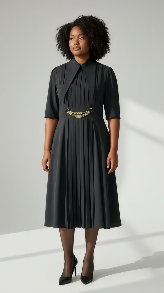Dua Pleat Dress (Black)