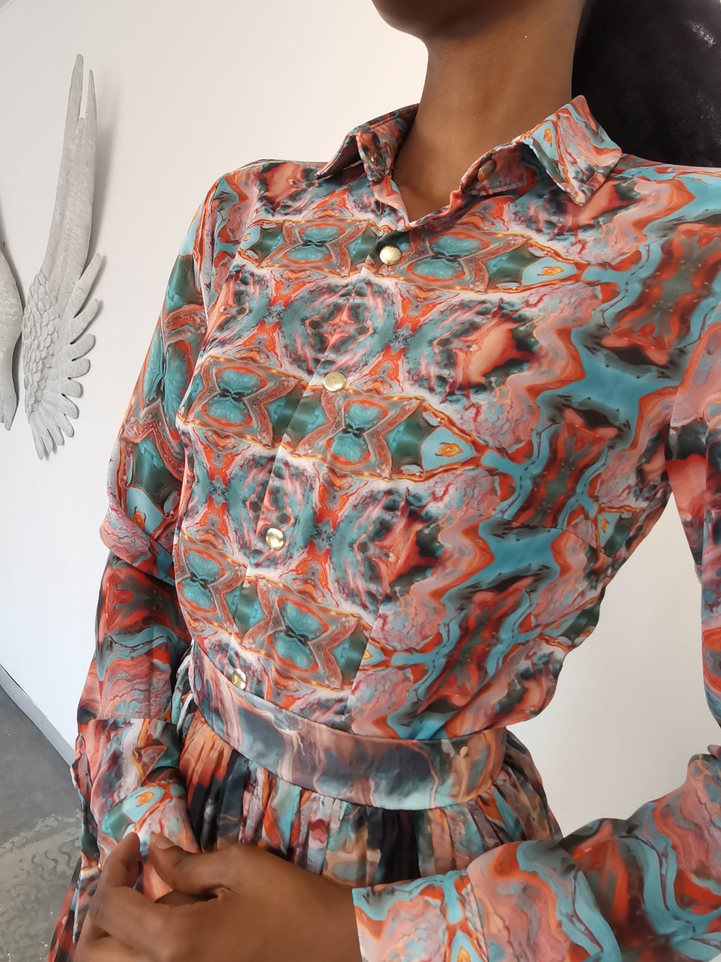 “Omi” print chiffon shirt