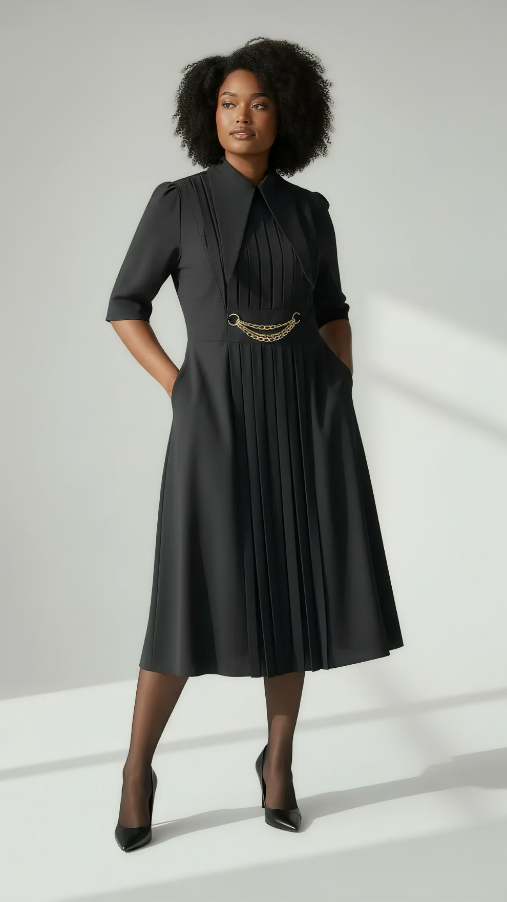 Dua Pleat Dress (Black)