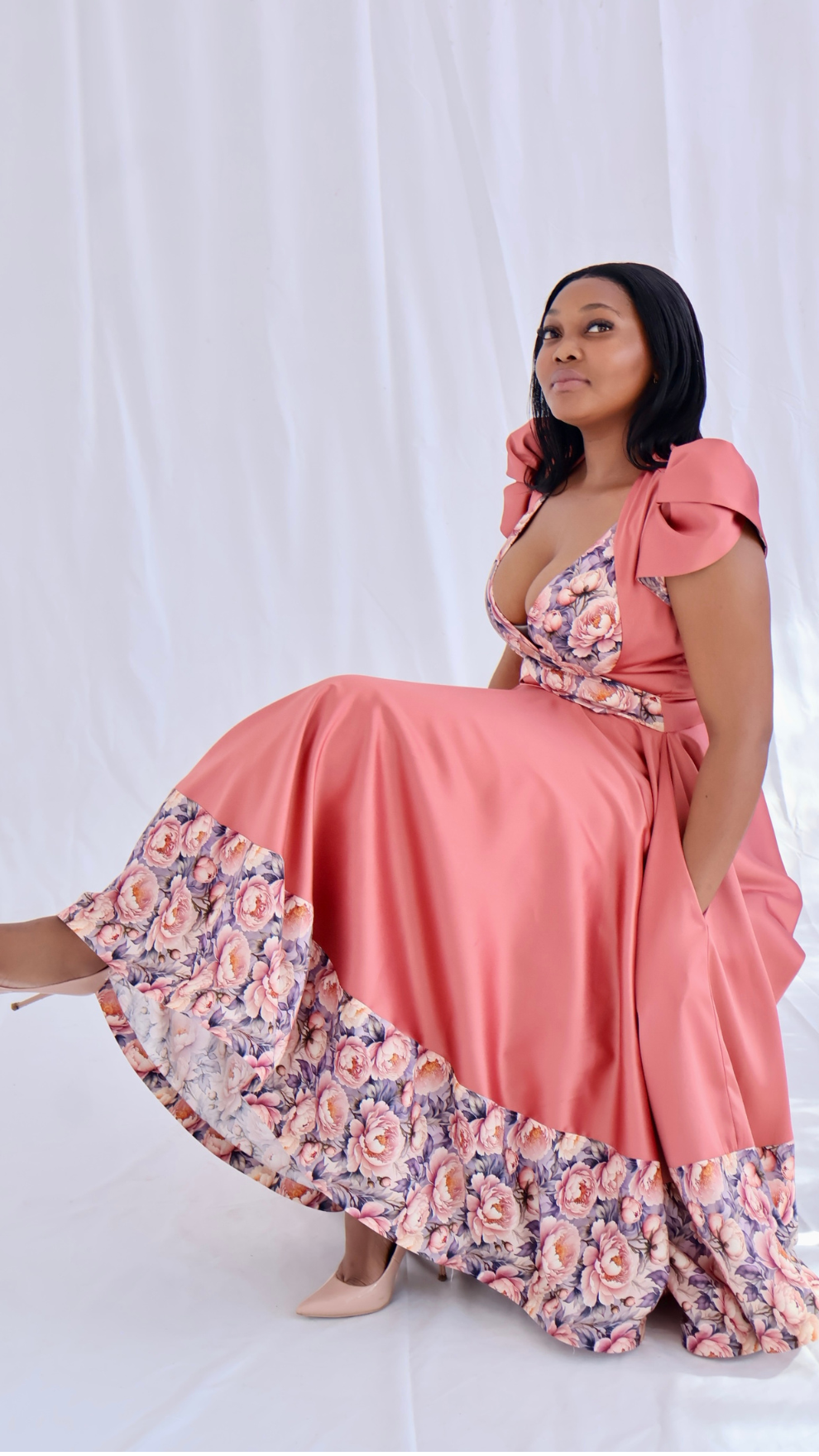 Sigma Floral Contrast Midi Dress