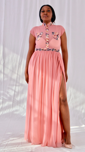 Shannon Double Slit Mesh Maxi Dress