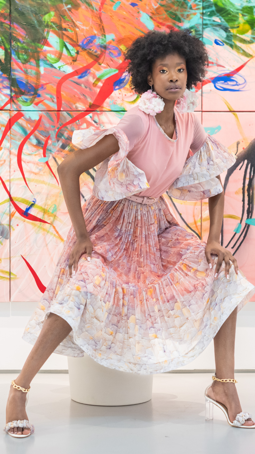 Leah Print Chiffon Dress