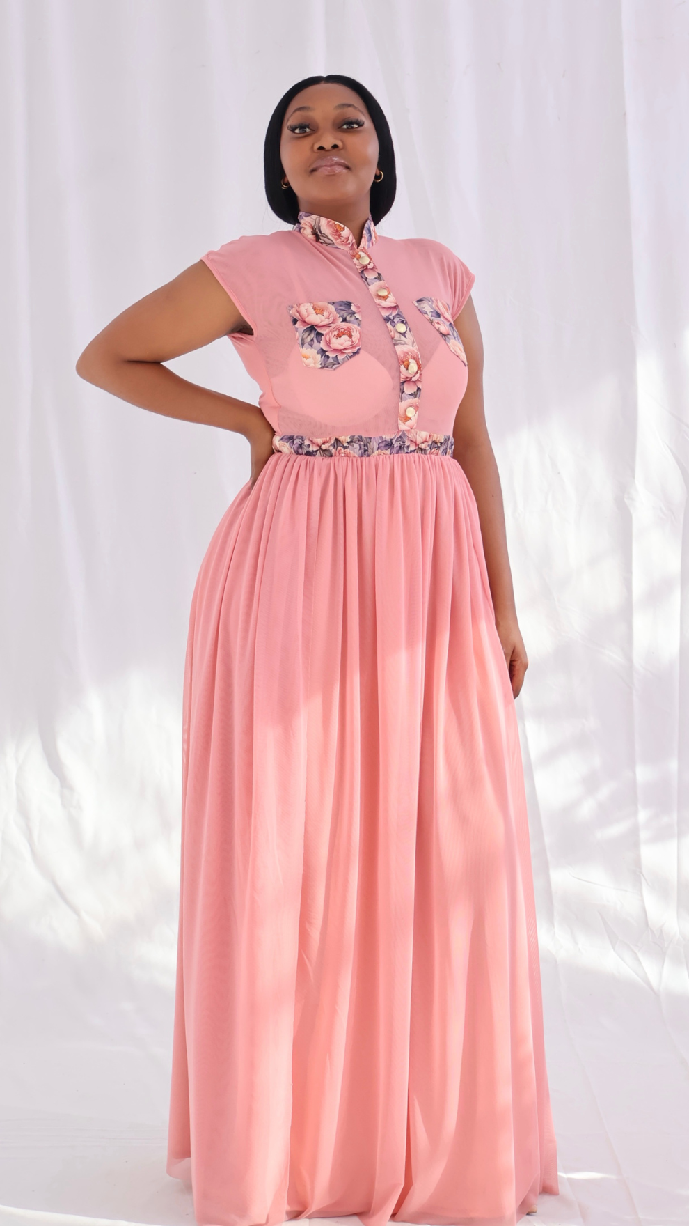 Shannon Double Slit Mesh Maxi Dress