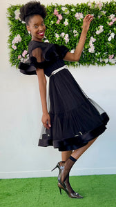 “Trifia” mesh hoop dress (Black)