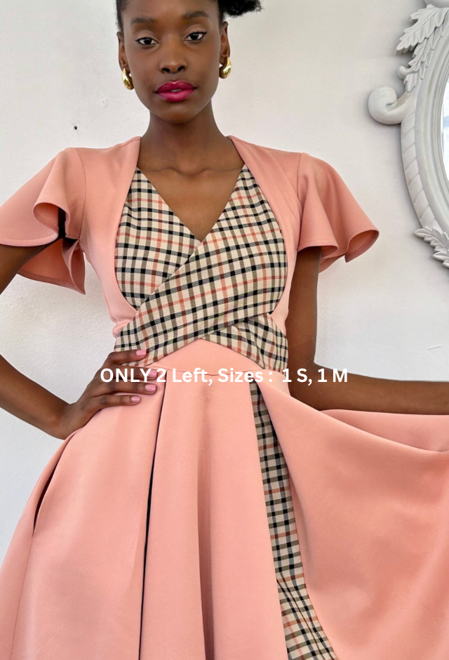 “Sigma” check kick-pleat dress