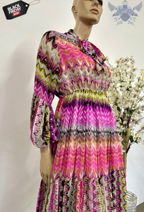 Efren Chiffon Scarf Dress(Cerise Pink)