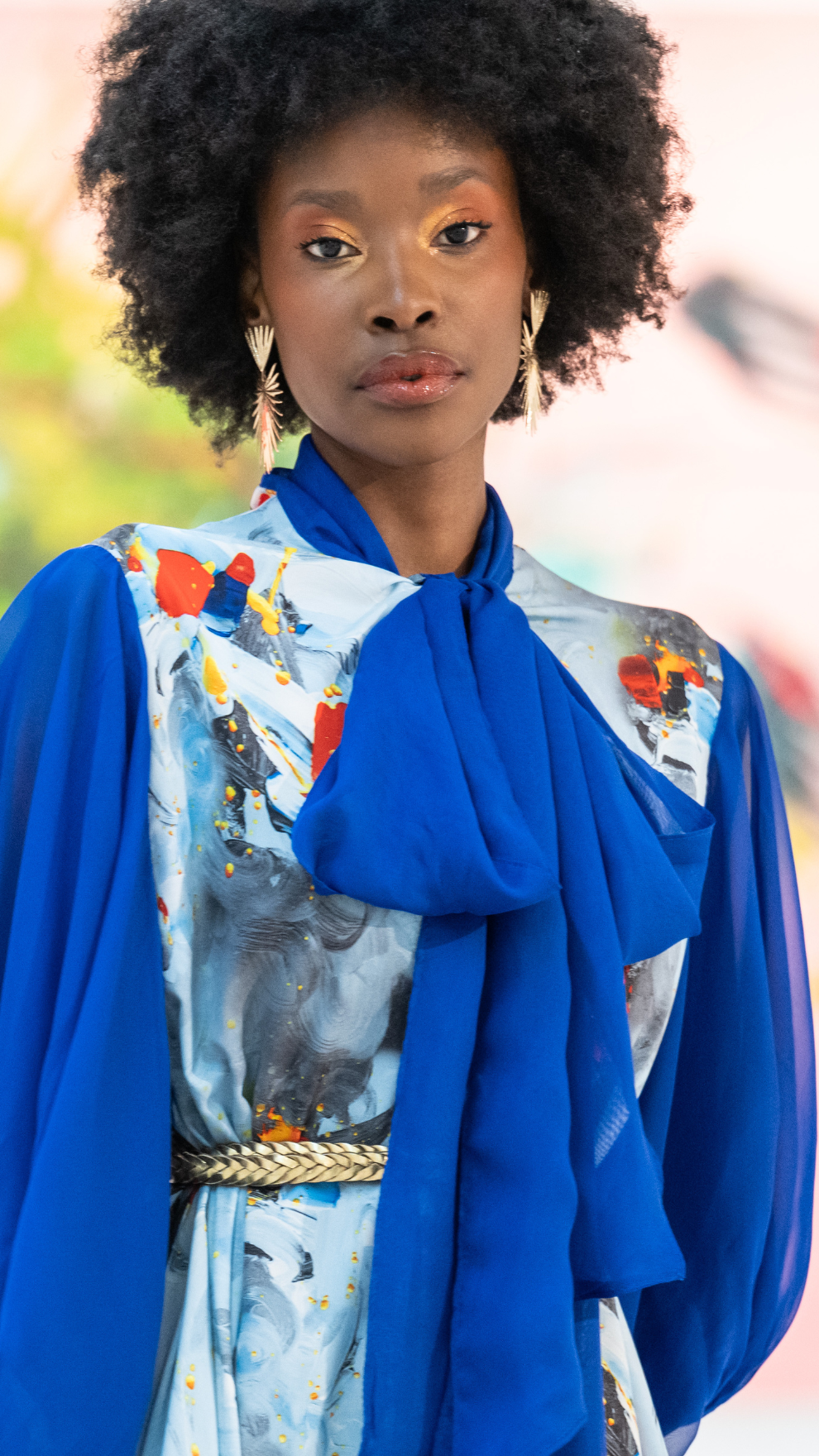 Agate Print Balloon Dress (Royal Multi)