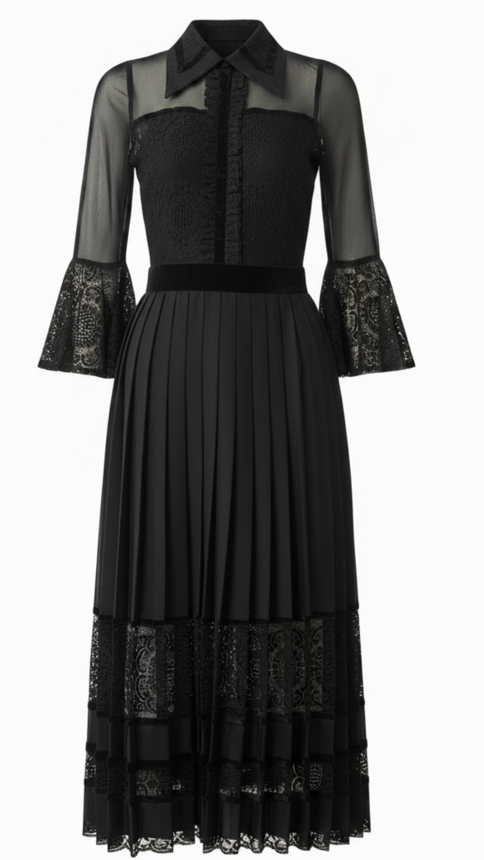 Marbeh Lace Border Pleat Dress