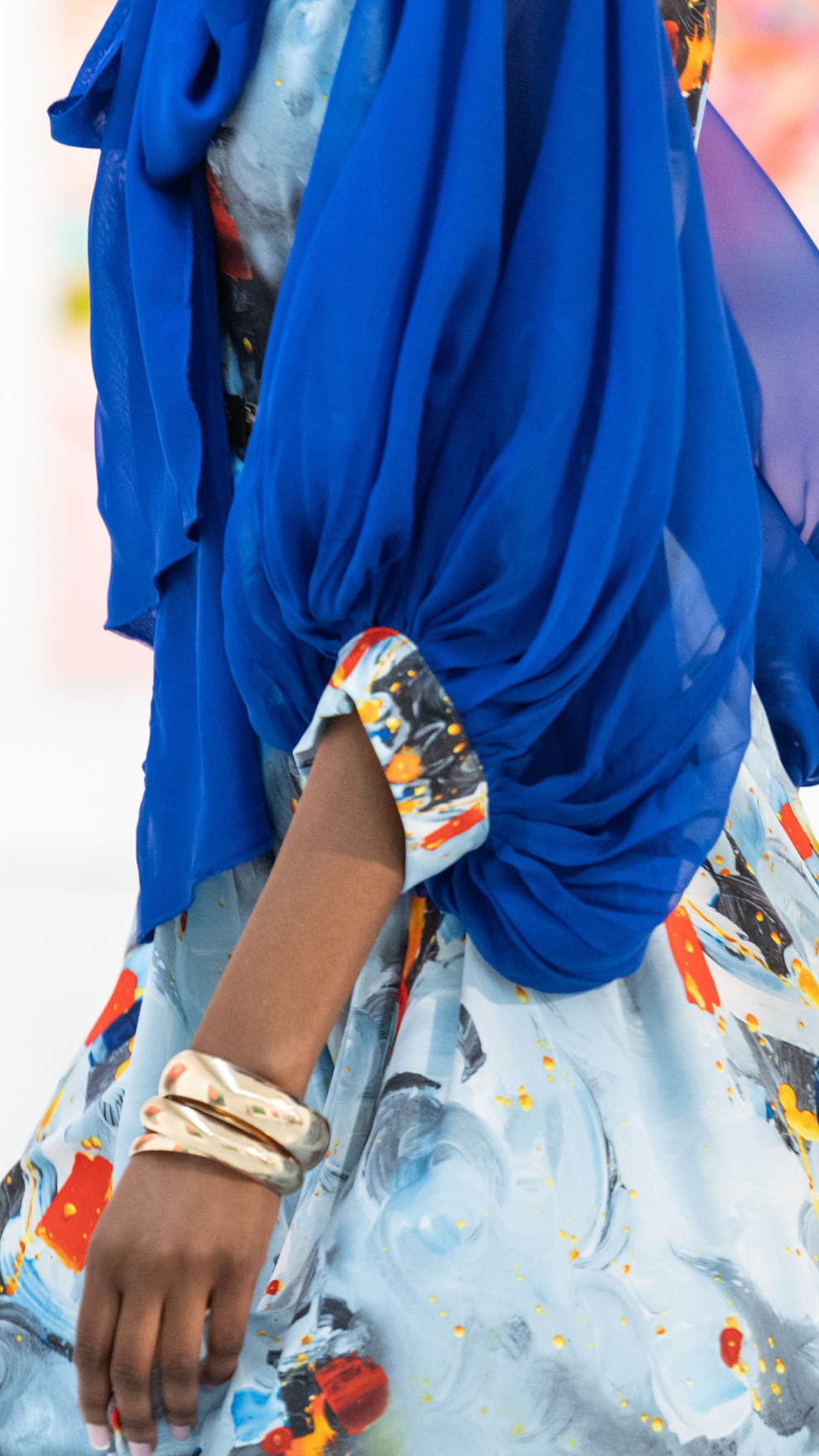 Agate Print Balloon Dress (Royal Multi)