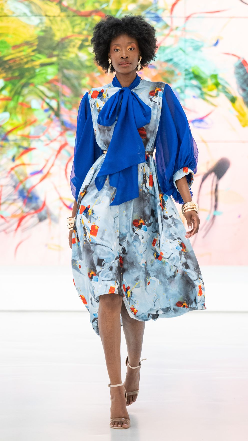 Agate Print Balloon Dress (Royal Multi)