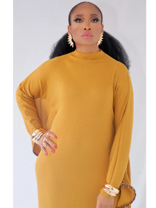 Shoo-Bee-Doo Bat-Wing Dress(Mustard)