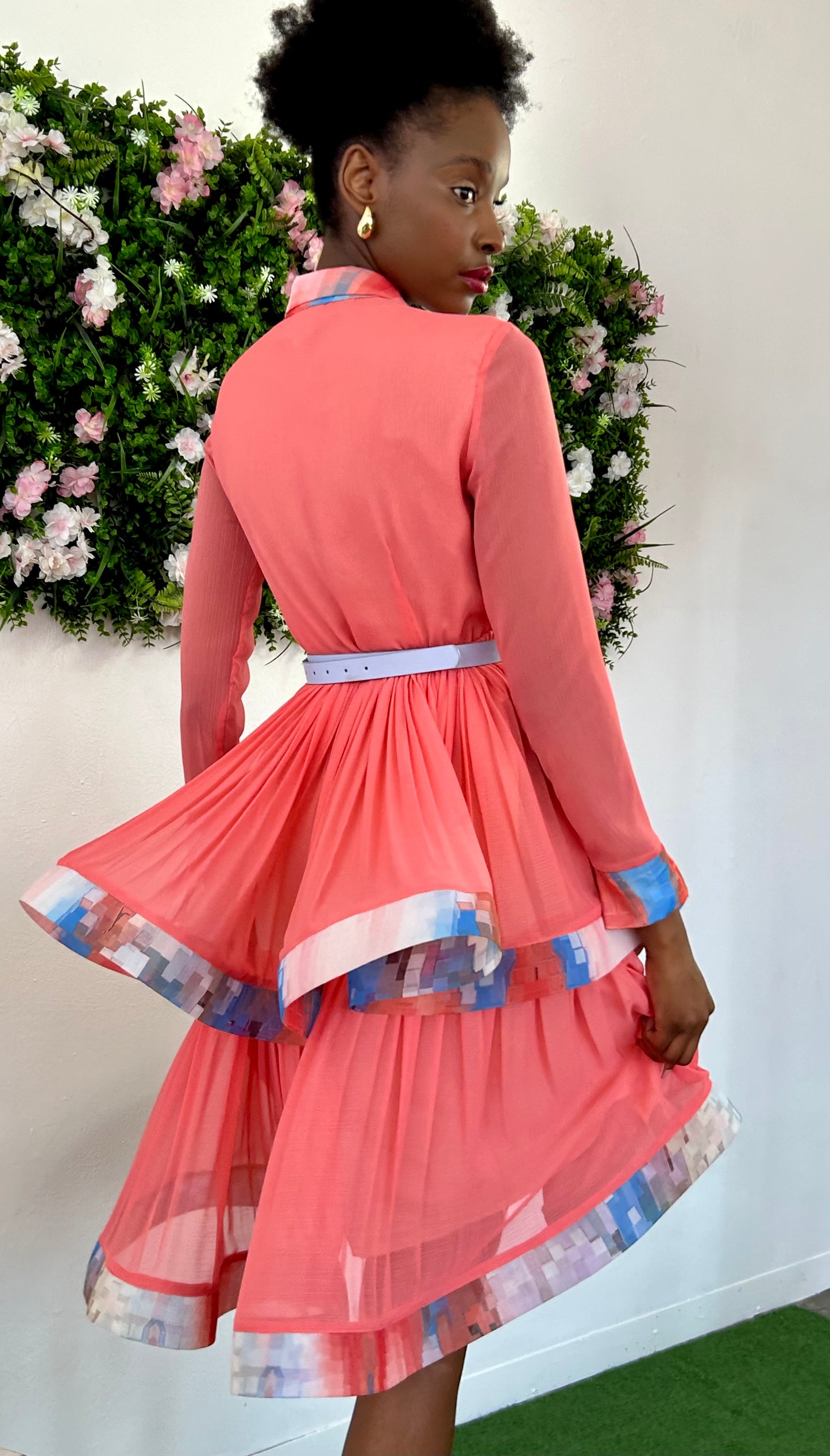 “Suri” hoop tier dress (coral)