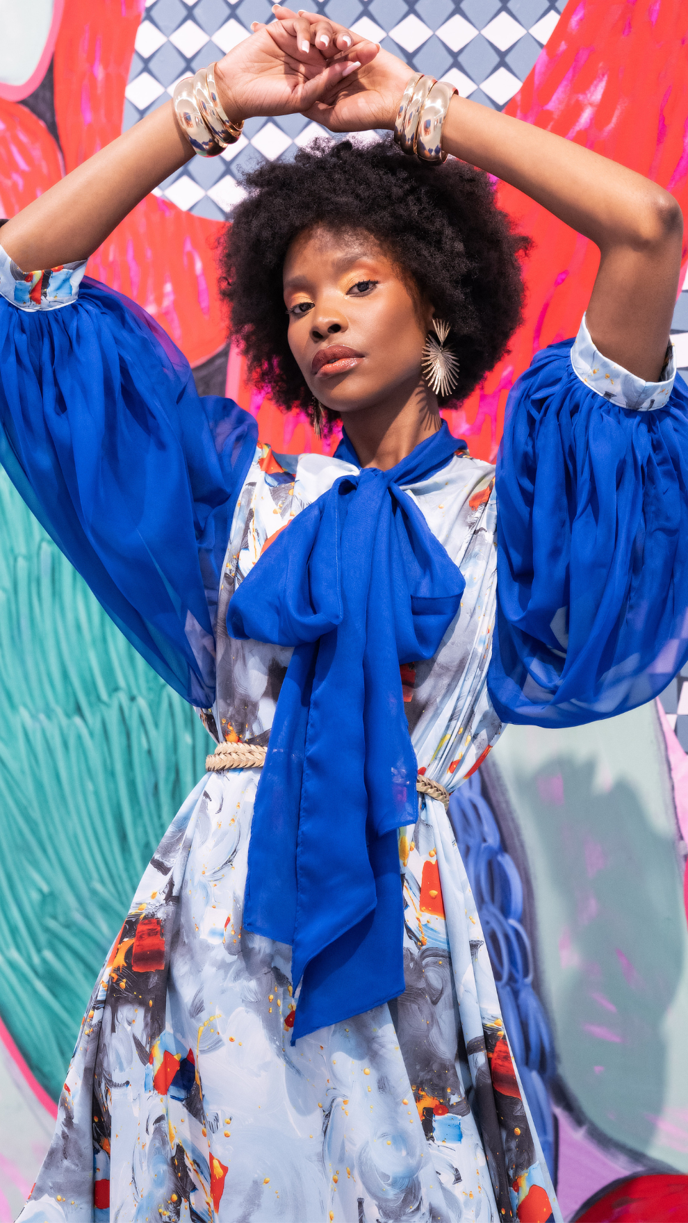 Agate Print Balloon Dress (Royal Multi)