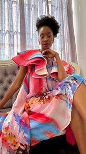 “Ahava” butterfly sleeve print dress