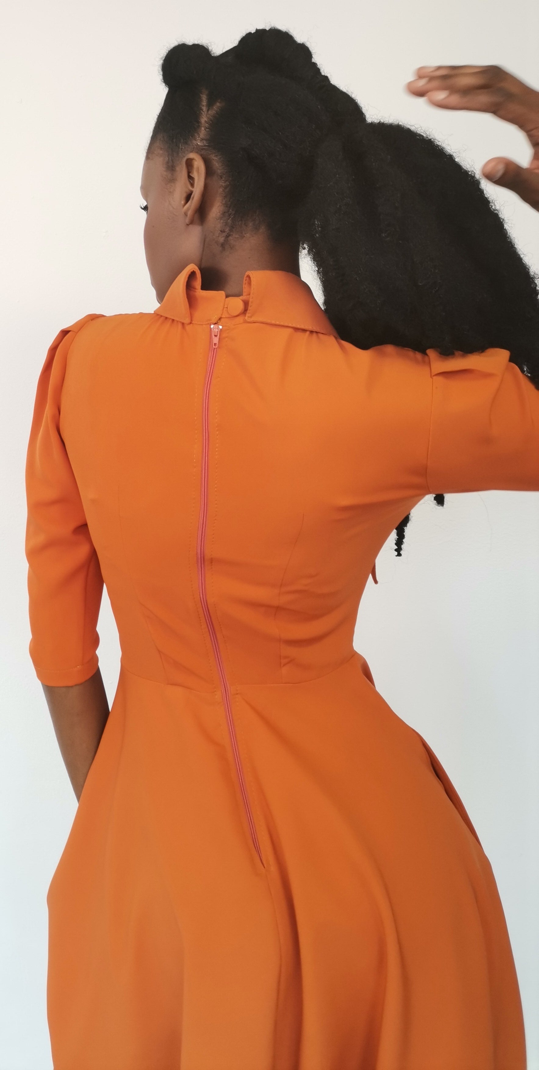 Dua Pleat Dress (Rust)