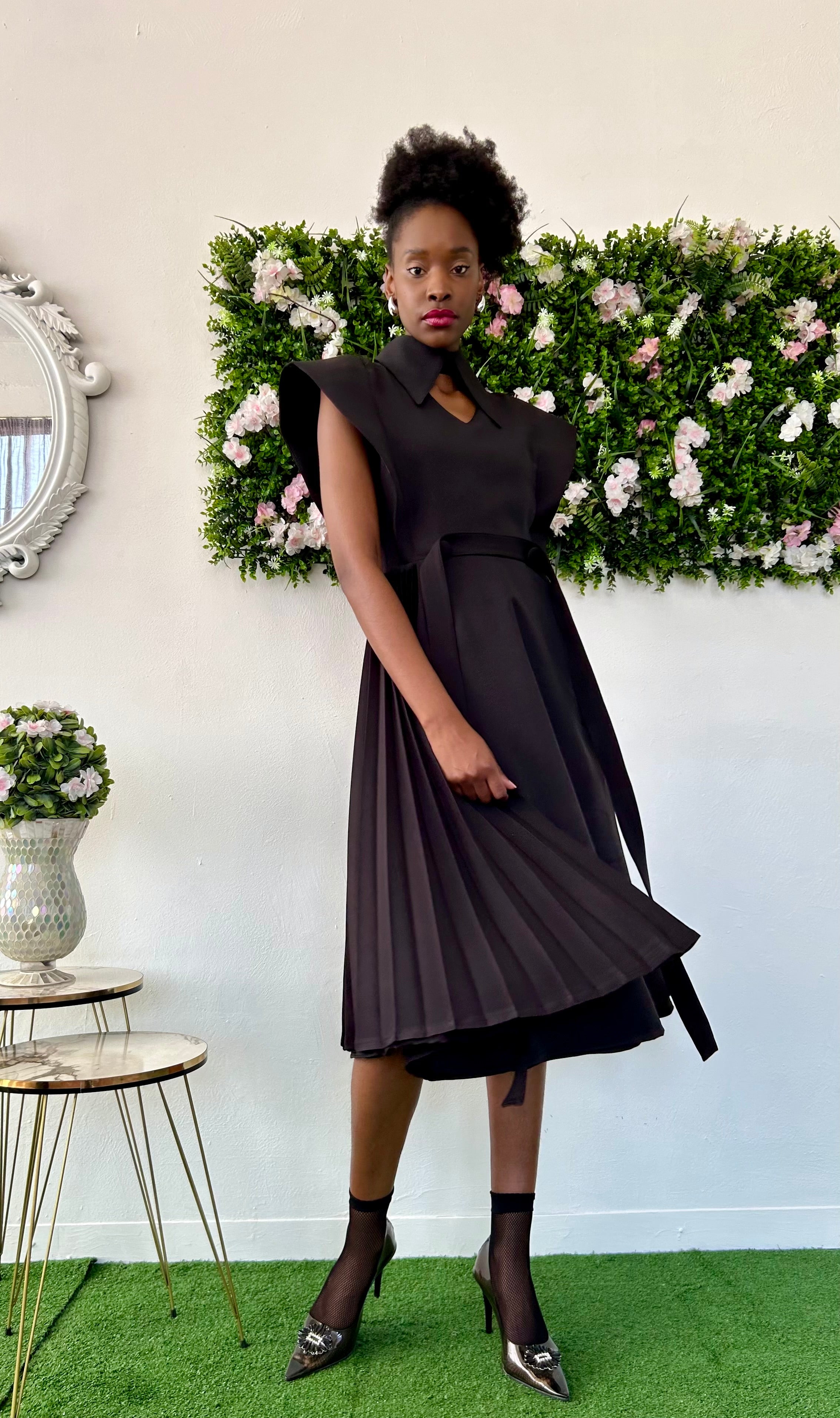 ‘’Dio” pleat side dress