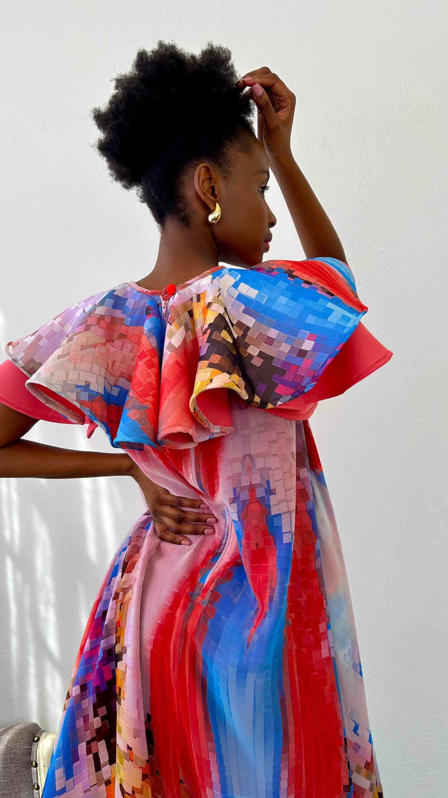 “Ahava” butterfly sleeve print dress