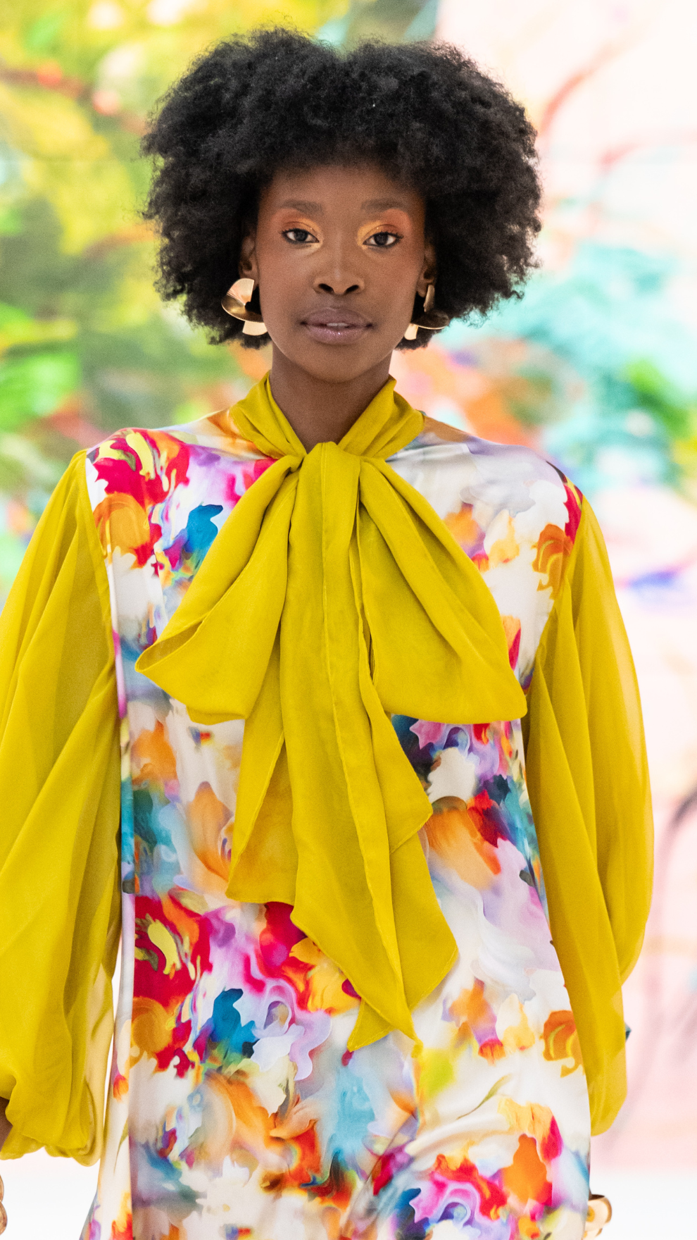 Agate Print Balloon Dress (Yellow Multi)