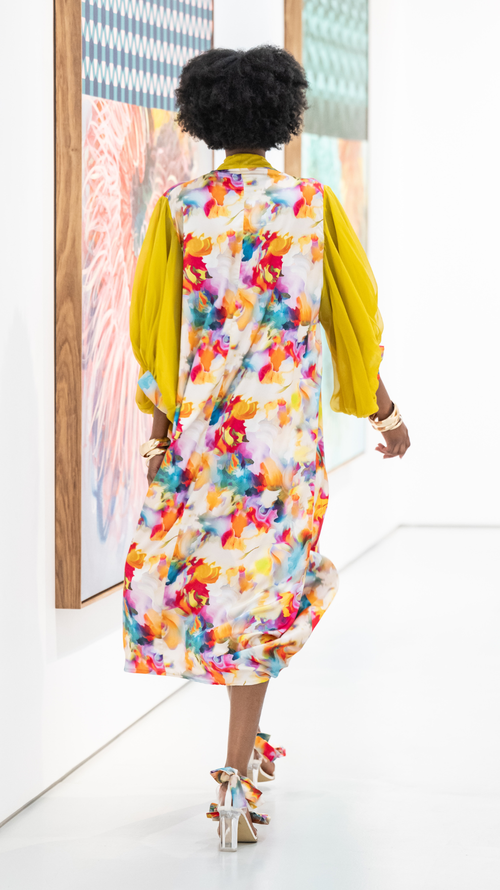 Agate Print Balloon Dress (Yellow Multi)