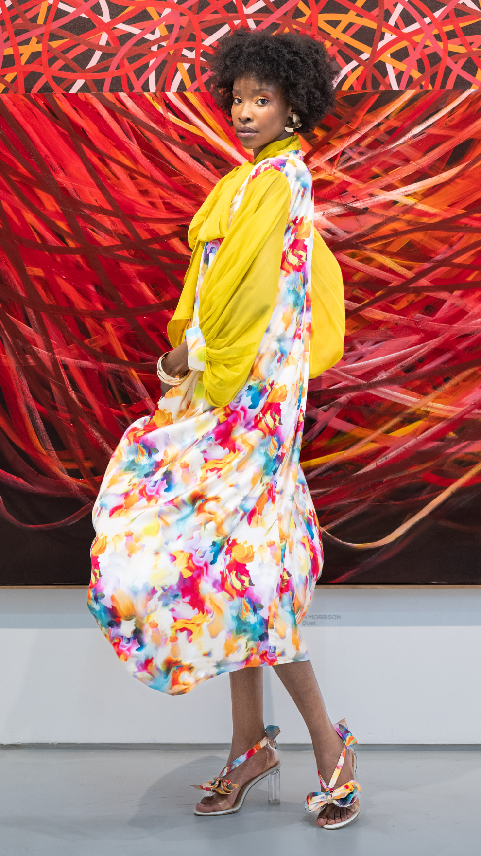 Agate Print Balloon Dress (Yellow Multi)