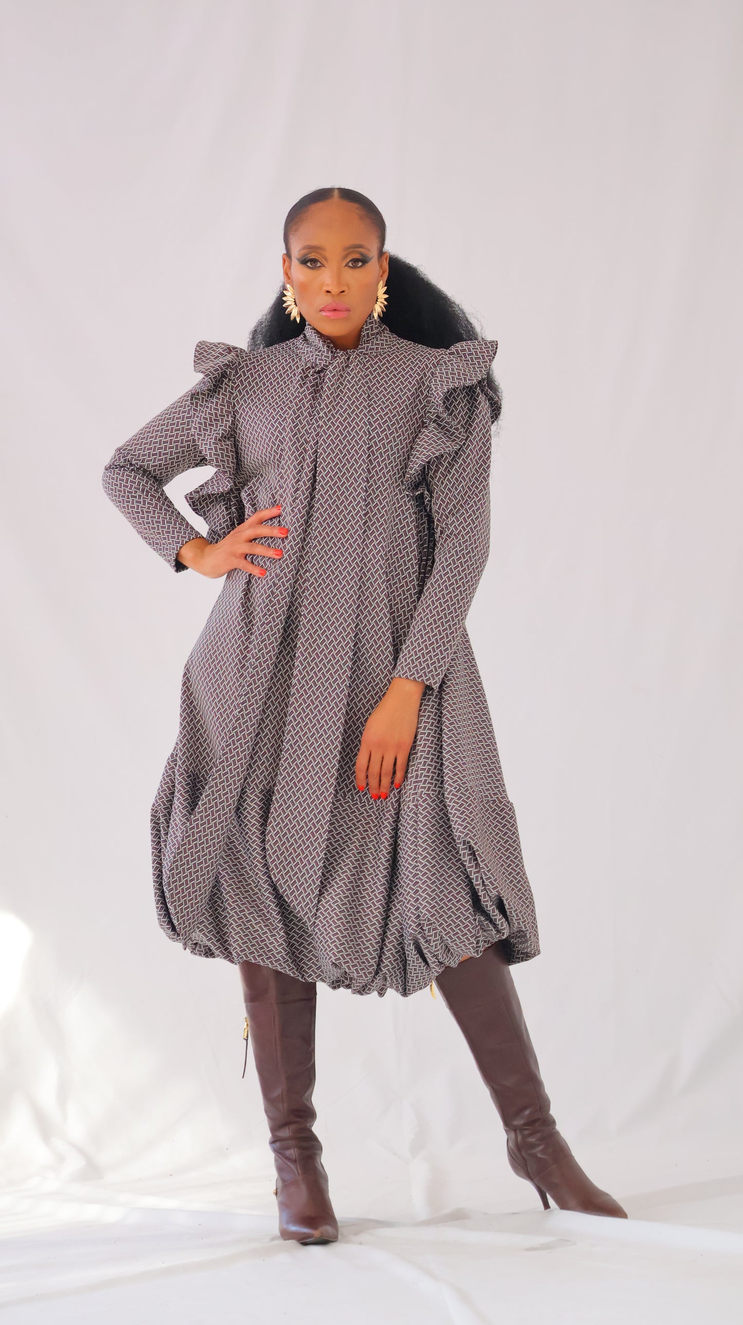 Debut bubble frill scarf dress (Grey)
