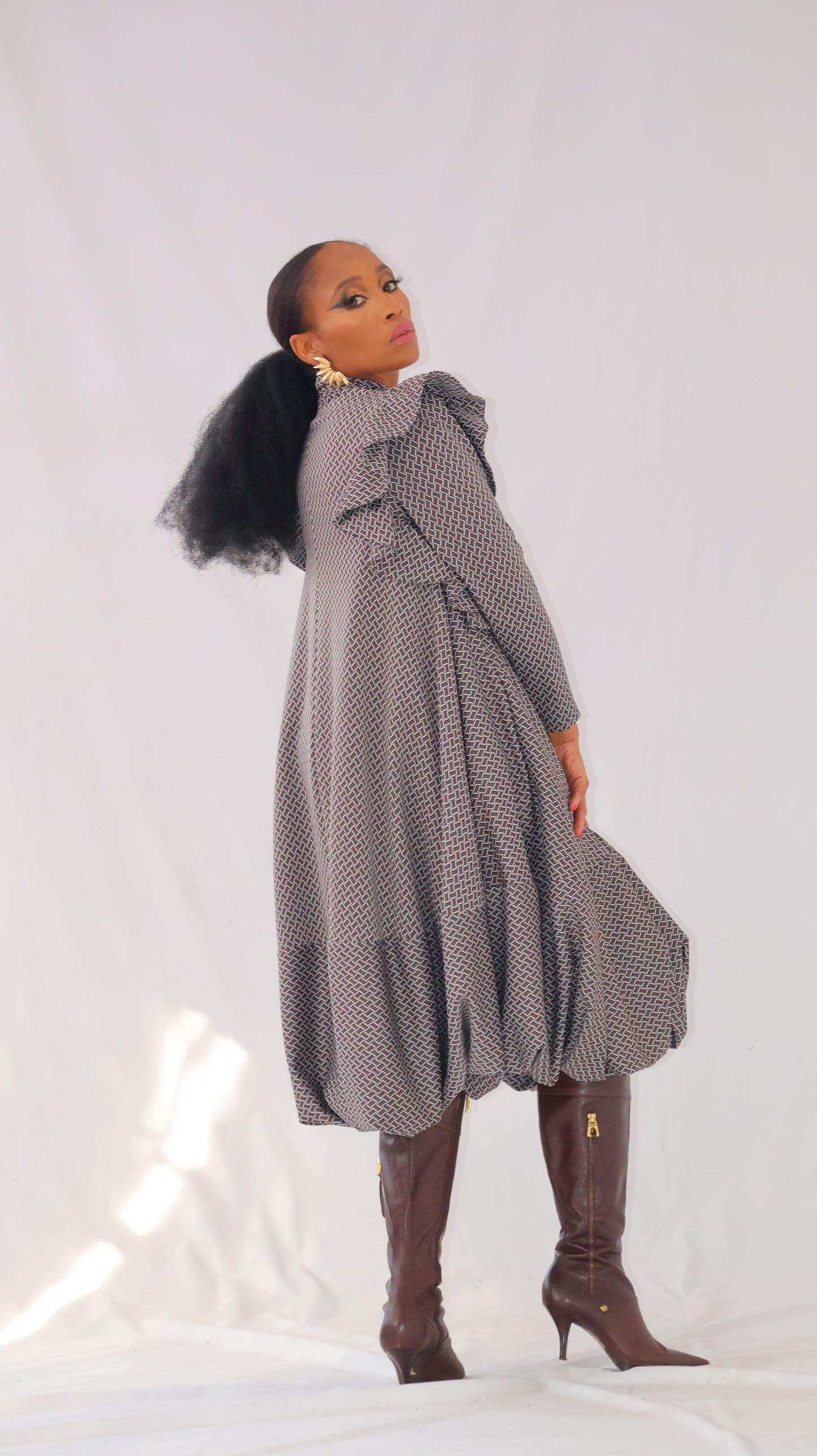 Debut bubble frill scarf dress (Grey)