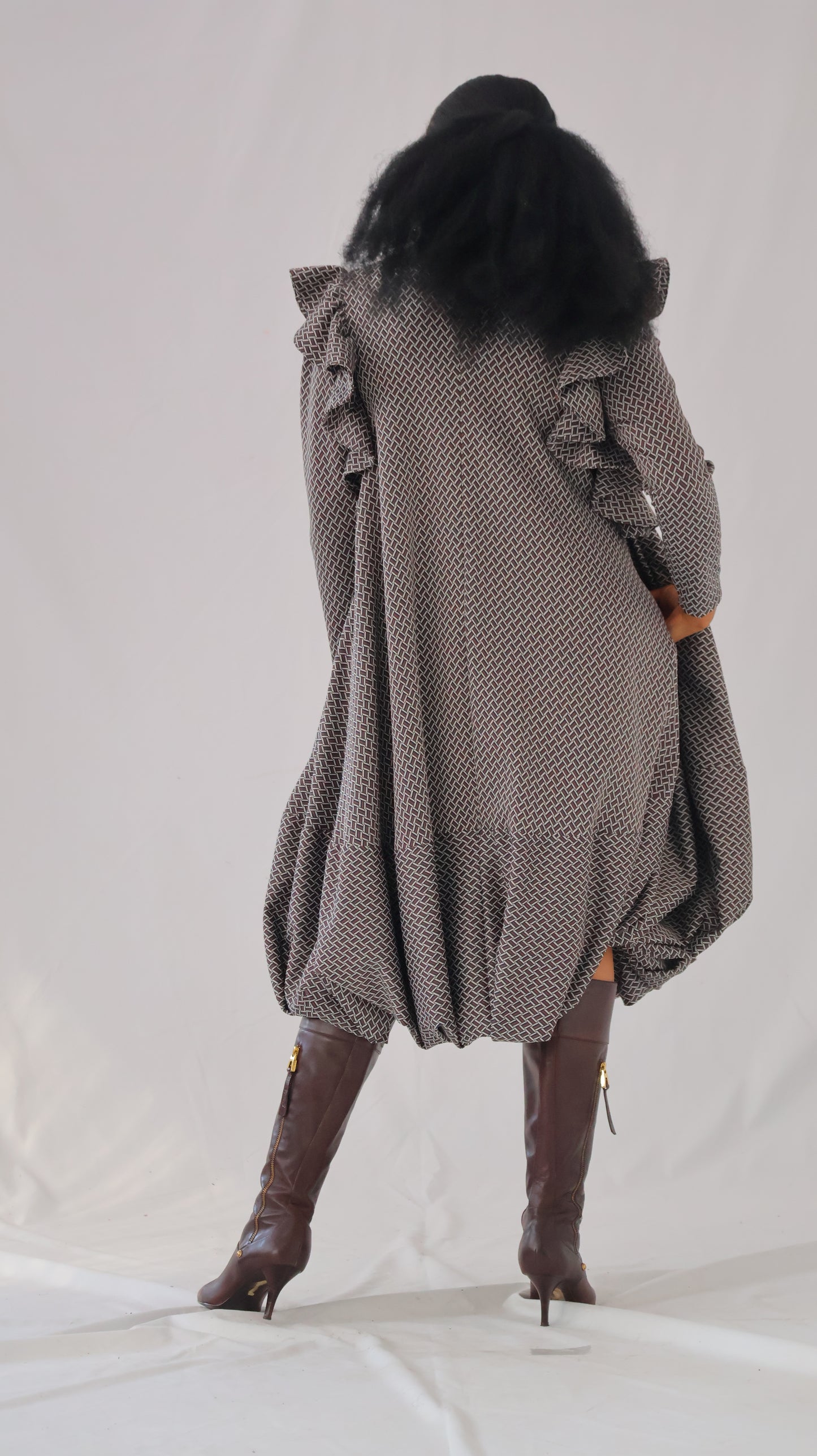 Debut bubble frill scarf dress (Grey)