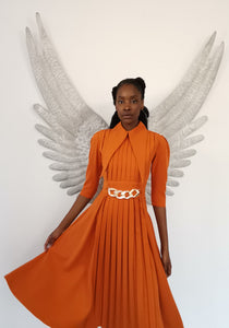 Dua Pleat Dress (Rust)