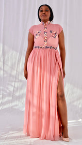 Shannon Double Slit Mesh Maxi Dress