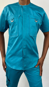 MEN SHORT SLEEVE CARGO SHIRT WITH SIDE HOOKS